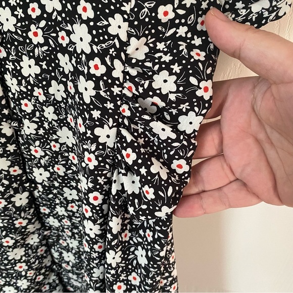 Zara Black and White Floral Button Down Mini Dress Medium - Picture 5 of 11